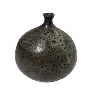 Handcrafted Ceramic Bud Vase Speckled Black & Gray Small Unique Home Decor Piece